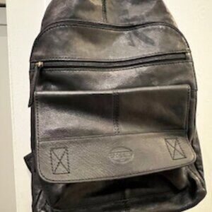 Fossil Pebbled Leather Black Backpack